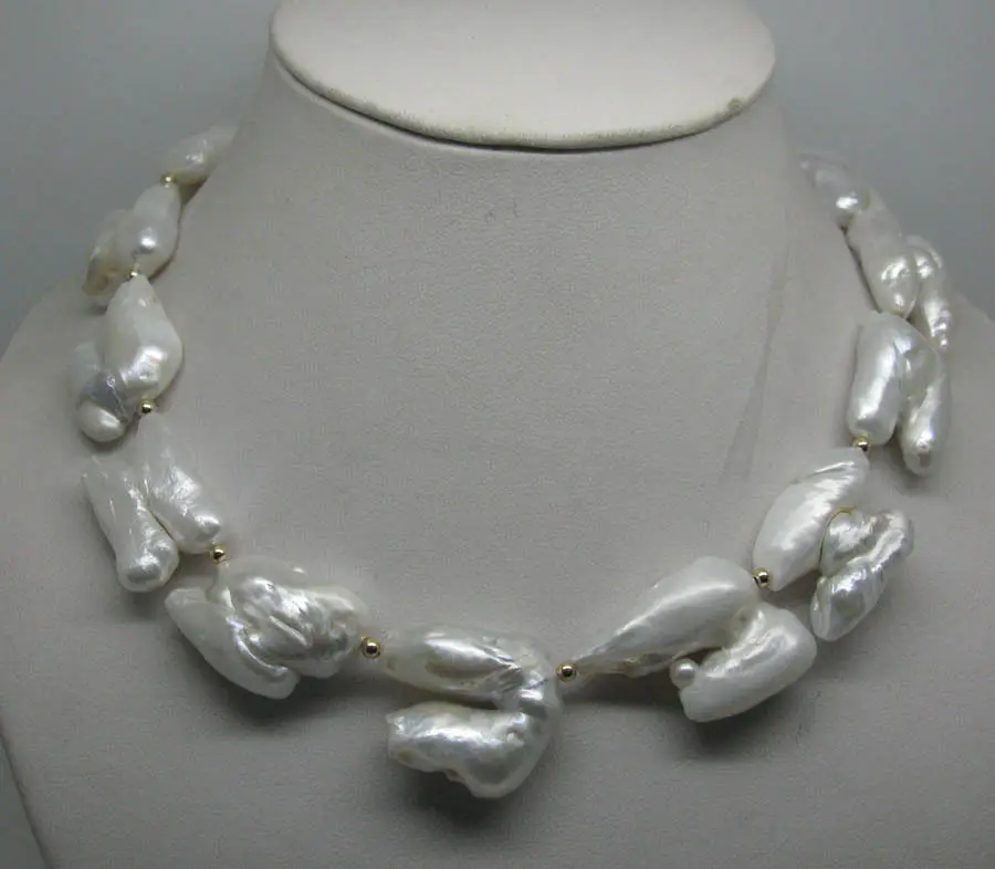 

Miss charm Jew.630 white siamesed pearl necklace 17" AAA