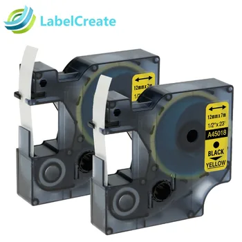 

2 Packs 45018 Compatible DYMO D1 Label Tapes 45018 12mm black on Yellow for DYMO LabelManager 160 280 420P PnP Label Maker