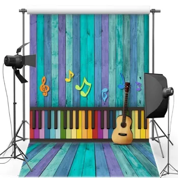 

Purple Blue Piano Music Guitar Wood Wall backdrop Vinyl cloth High quality Computer print party background