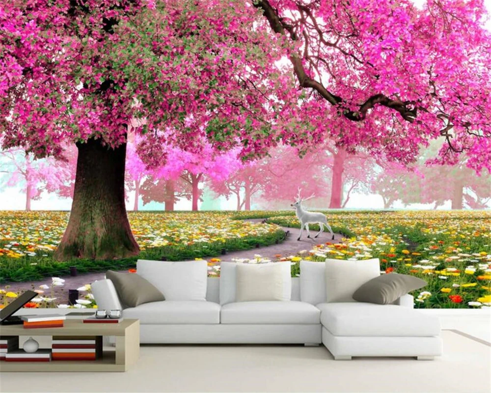 

Beibehang Custom Wallpaper Flower Sea World Cherry Tree Background Wall House Decoration Living Room Bedroom Mural 3d wallpaper