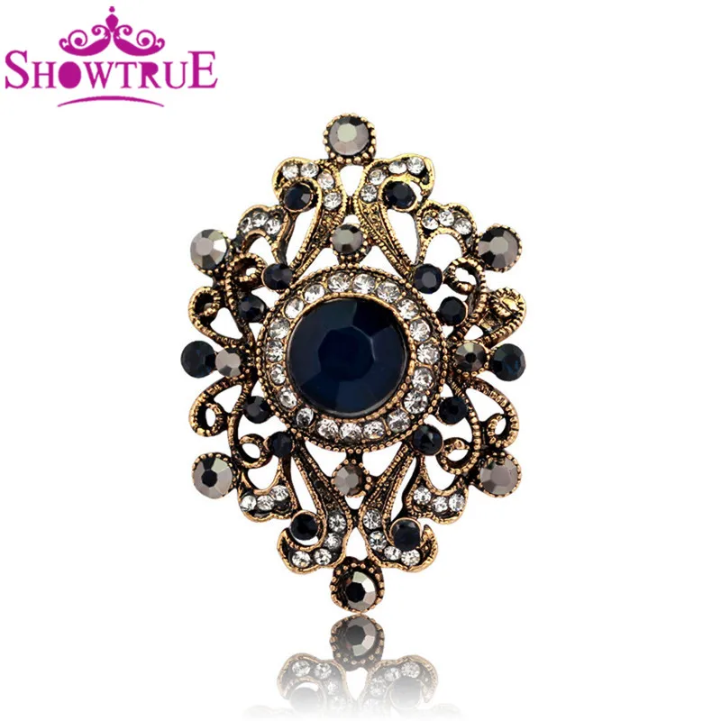 SHOWTRUE Large Crystal Vintage Brooch for Women Jewelry Wedding