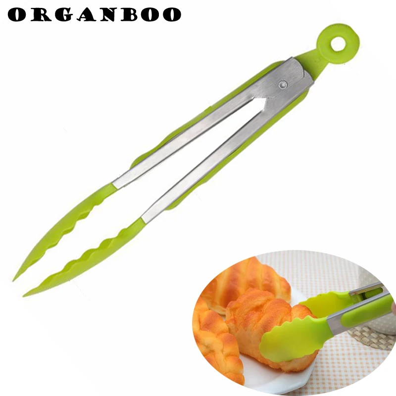 

ORGANBOO 1PC Kitchen Household Quality Food Clip BBQ Barbecue Steak Tongs Bread Hand Cake Buffet Clips Random color