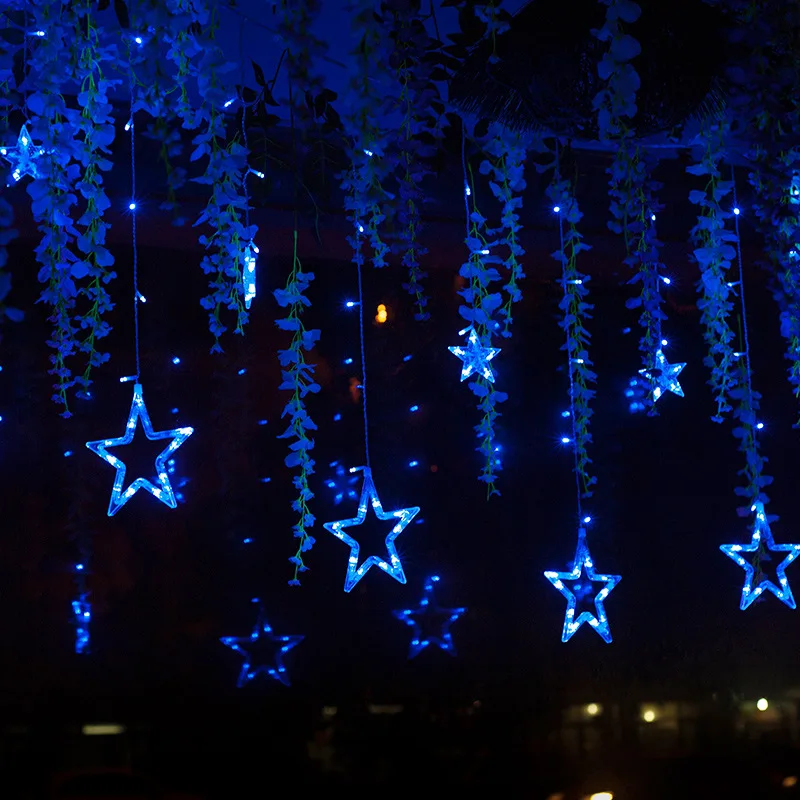 LAIMAIK 2M Christmas Holiday Lighting LED Fairy Star Curtain String Garland Decoration Romantic Party Wedding Light AC110V/220V