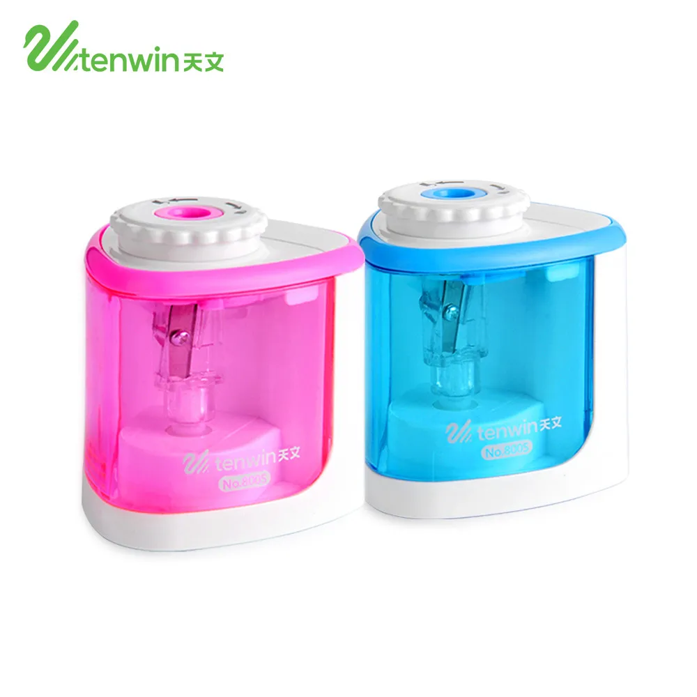 TENWIN Electric Pencil Sharpener Creative Pink And Blue Student Electronic Sharpeners One Hole