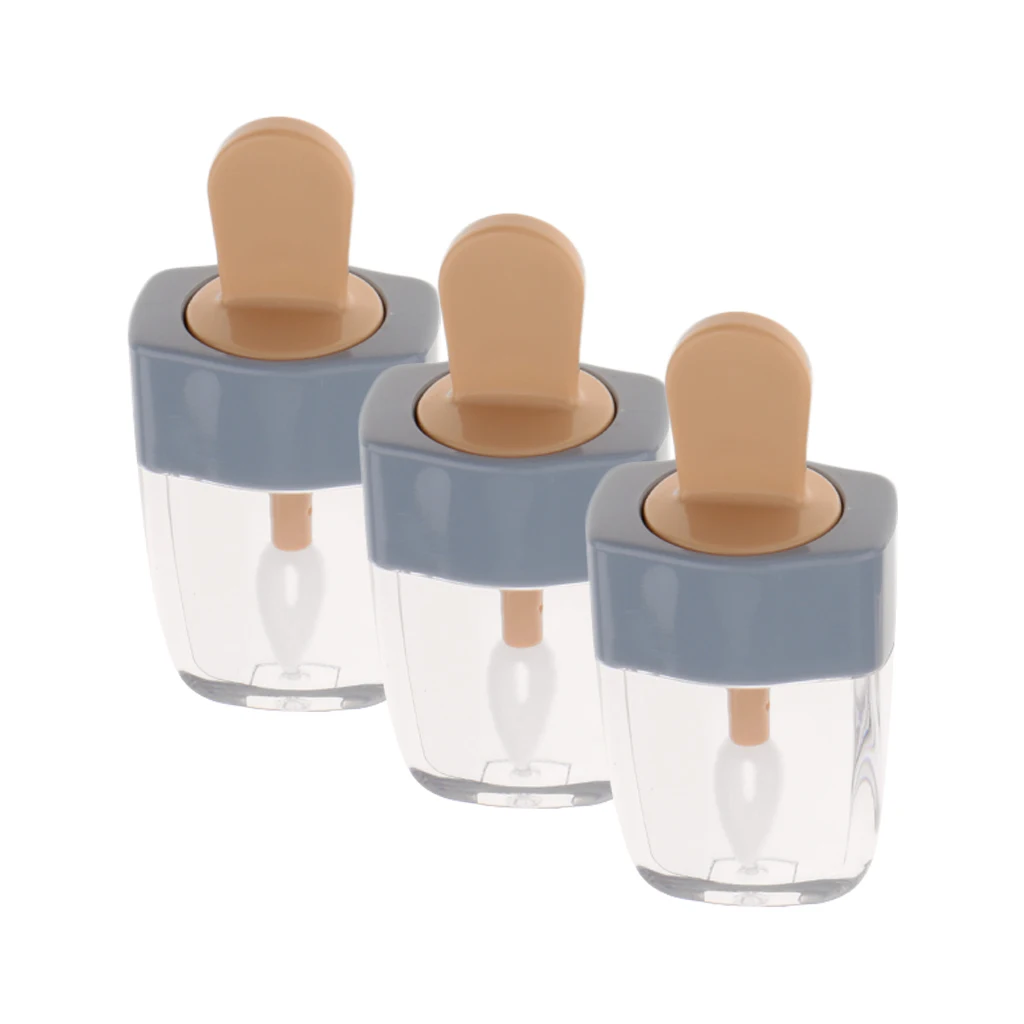 3x 5 ml Clear Mini Lip Gloss Tube Empty Lip Balm Cute Ice Cream Bottle Cosmetic Gloss Tube Travel Gloss Container with Lid