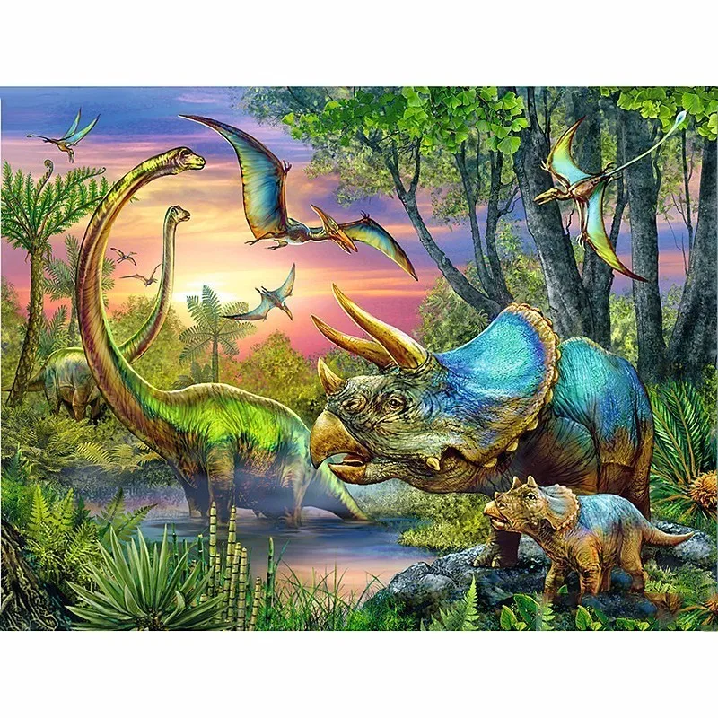 

Full Square/round 5D DIY Diamond Painting Dinosaur World Embroidery Cross Stitch Mosaic Home Decoration Picture By Numbers