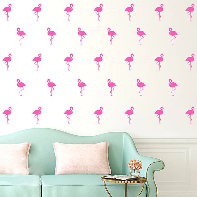 Bedroom Decor Children Bedroom Wall Decals DIY 15PCS/1Sheet Flamingo Living Room Art Mural Wall Sticker Wall Stickers Cartoon