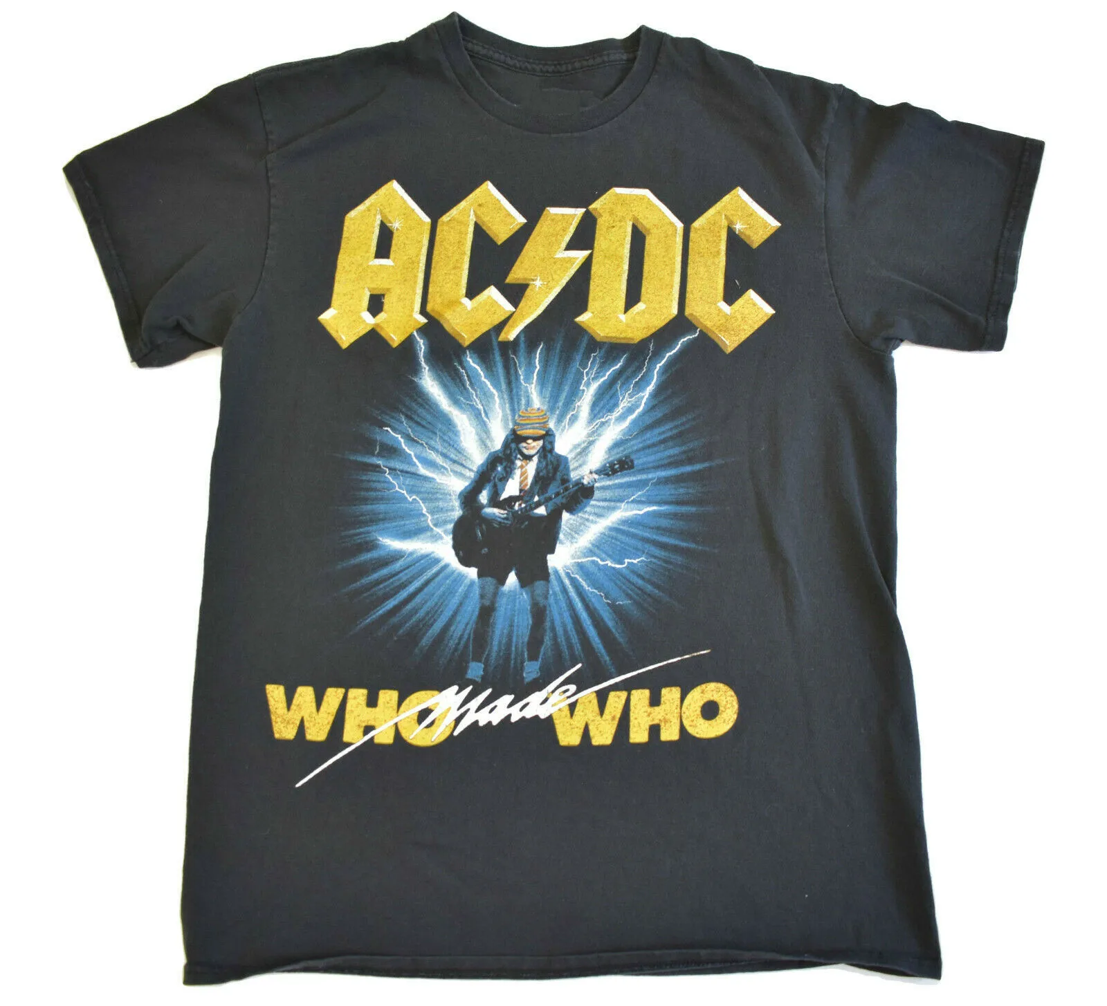 

AC/DC Who Made Who 1986 Tour Mens T-Shirt Medium Black Cotton Reprint