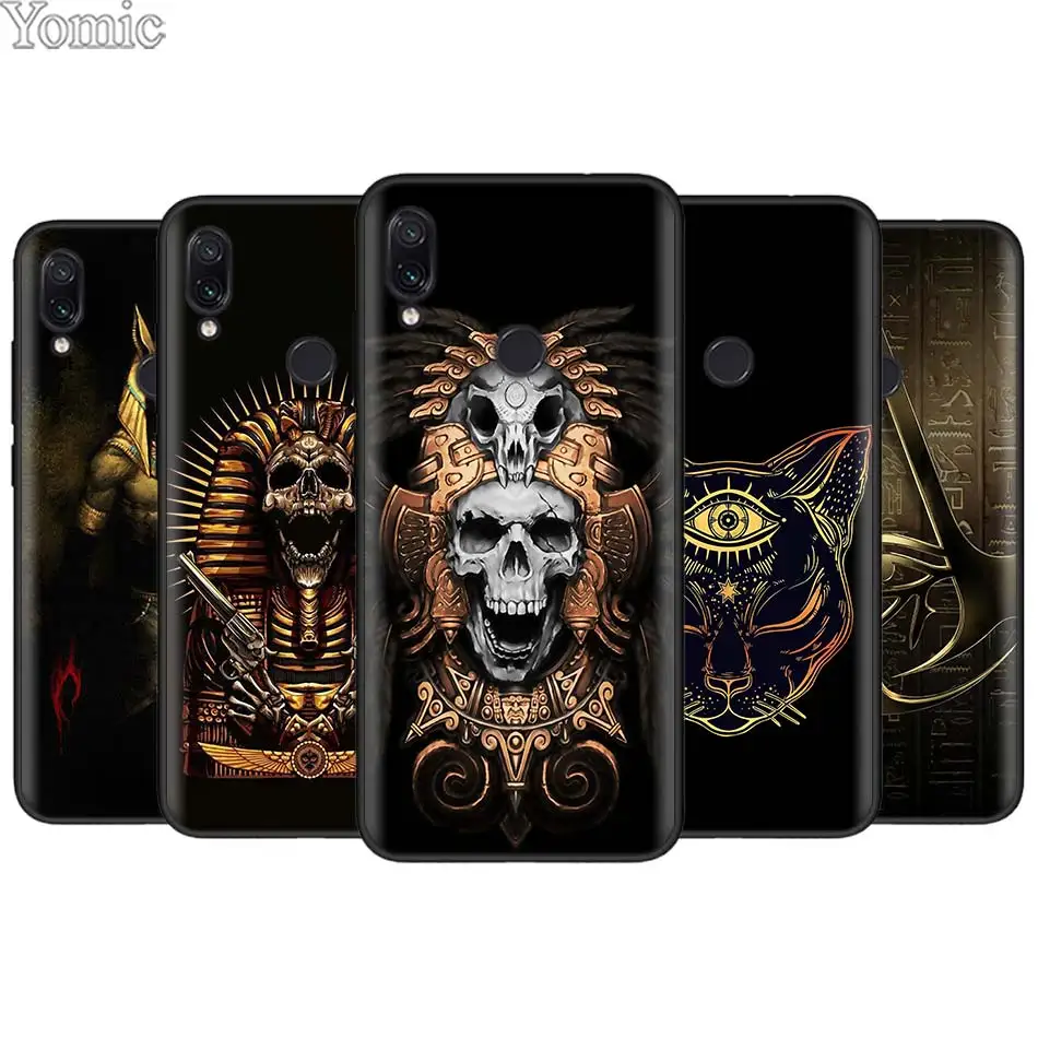 

Egypt Nefertiti Anubis Ankh Black Case for Xiaomi Redmi 7 6 5 Note 7 5 6 Pro 4X 5A 6A S2 GO Poco F1 Soft Silicone Case Cover