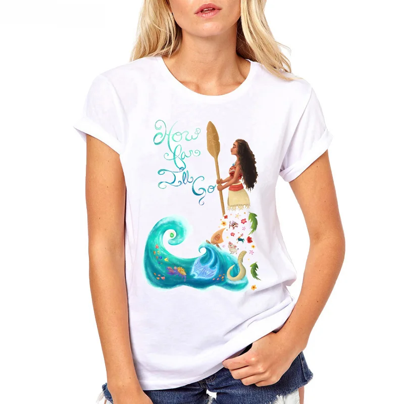 Moana Ocean Romance Футболка женская дико девушка новые белые повседневные топы с