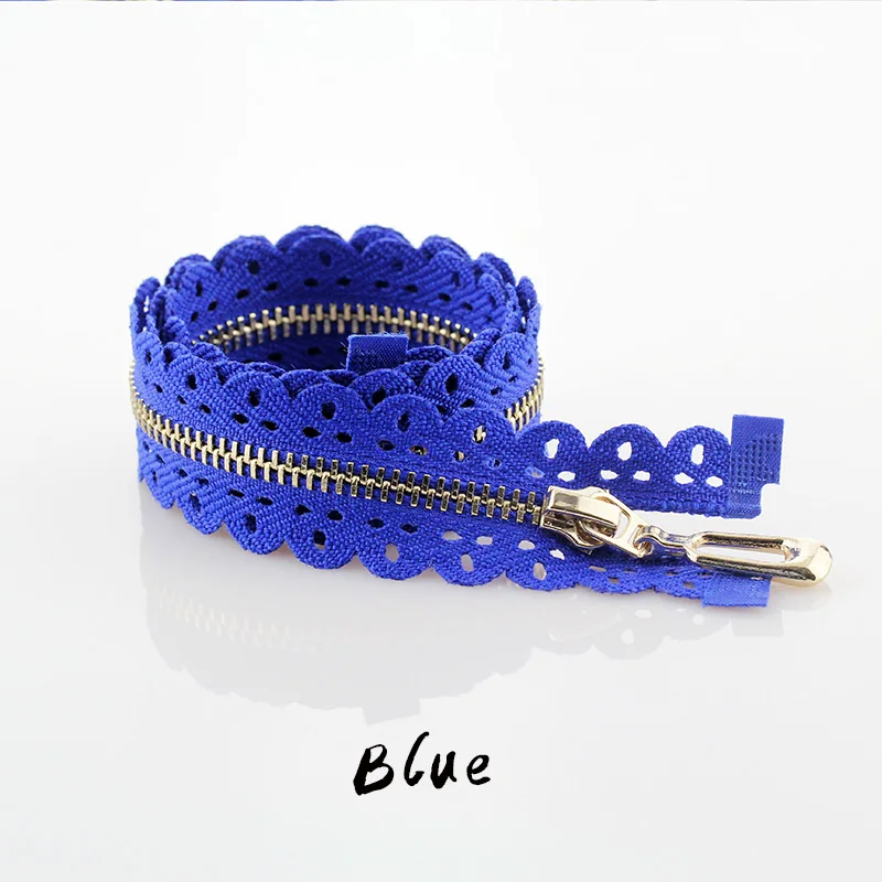 3 кружева из металлизированной ткани с открытым концом молнии цвета плакировкой 50/60 см набор «сделай сам» для одежды - Цвет: Blue