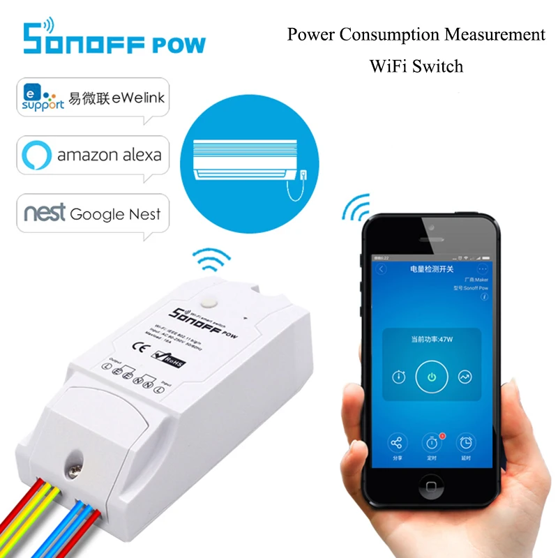 imágenes para Sonoff Pow WiFi Inalámbrico Remoto encender/off Interruptor 16A 3500 W Con Medición del Consumo De Energía En Tiempo Real de Trabajo con Alexa Nido imágenes para Sonoff Pow WiFi Inalámbrico Remoto encender/off Interruptor 16A 3500 W Con Medición del Consumo De Energía En Tiempo Real de Trabajo con Alexa Nido