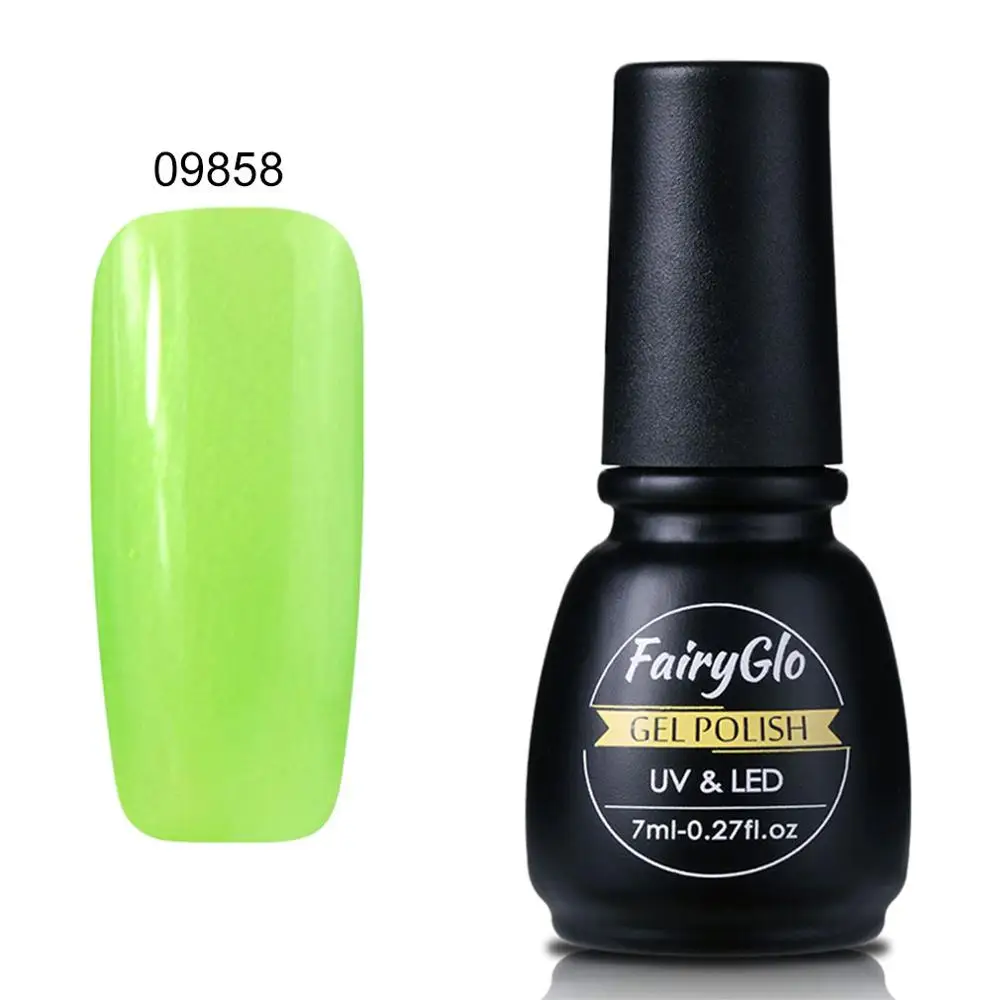 FairyGlo 7 мл светильник, Цветной Гель-лак, УФ-гель для ногтей, Полупостоянный Гибридный лак, лаковая краска, геллак, тиснение, эмаль - Цвет: S09858