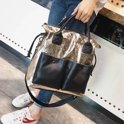 

Large Capacity Women Bags Fashion Shopping Bag Double Pocket Girl Casual Tote 2018 Young Lady Handbags Shoulder Bag