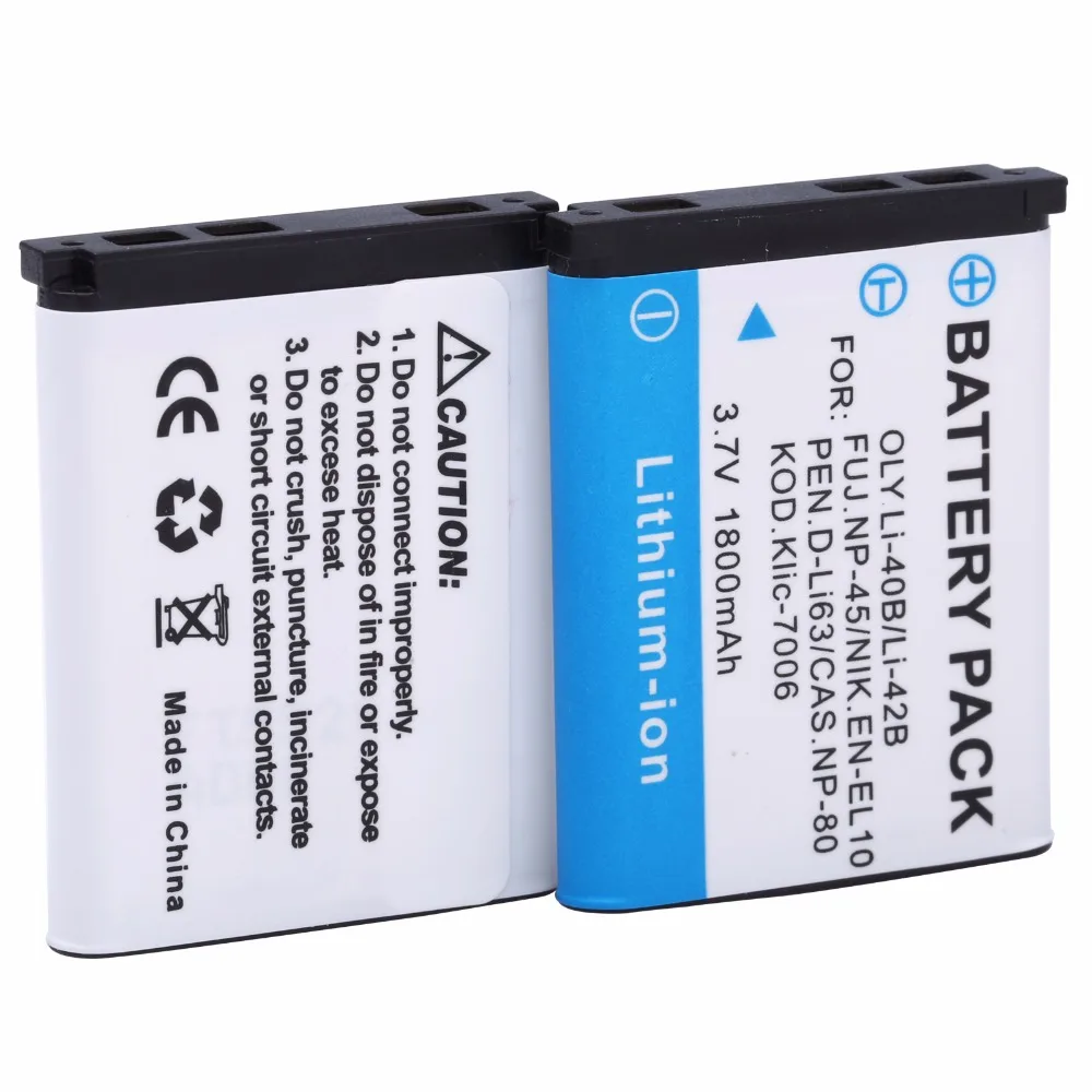 3.7V 1800mAh Li-40B Li40B Li 40B Li-42B EN-EL10 EN EL10 ENEL10 Digital Camera Batteries for Olympus Nikon Fujifilm Kodak