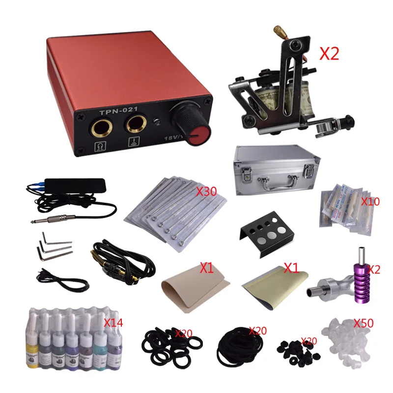 

2016 the new arrival professional mini tattoo kit tattoo ink sets power supply disposable needle