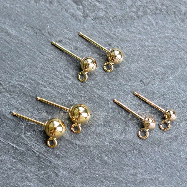 

PINJEAS handmade 14k gold Filled High Quality Ball ear acupuncture with circle For earring DIY jewelry findings