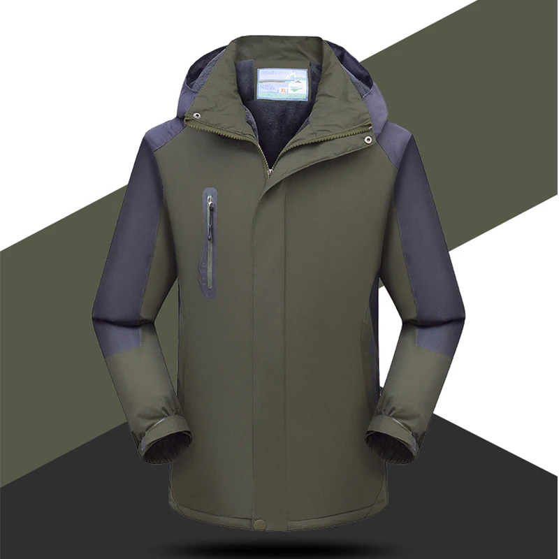 Men Ski Suit Jacket Hooded Softshell Outdoor Windproof Waterproof Hiking Winter Skiing Snowboard Bomber Jackets Fishing Costume (4)