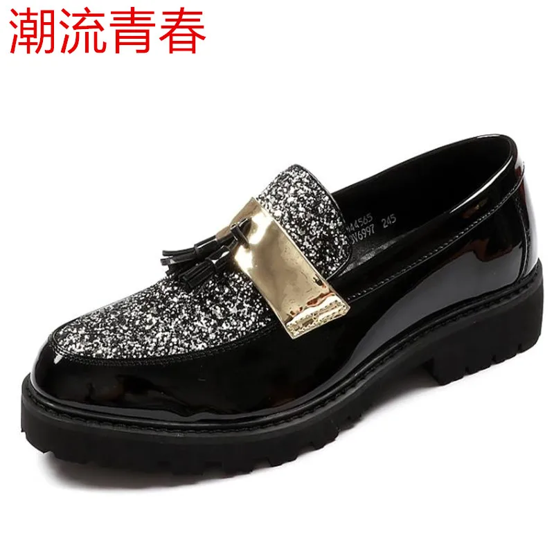 

New Fashion Patent leather shiny Breathable Soft Male Casual Shoes Adult Flat Footwear Comfortable Shoes For Men