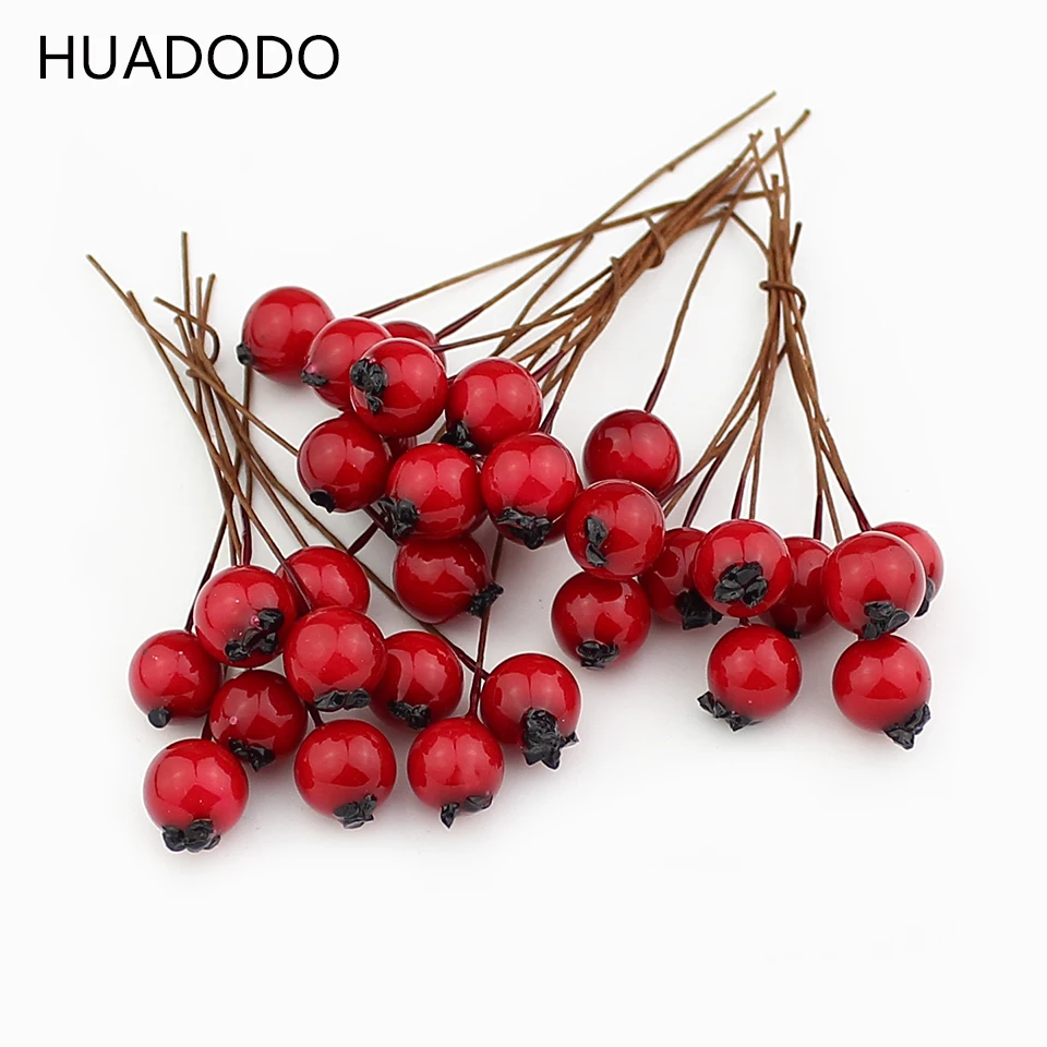 Искусственные тычинки HUADODO 1 см 50 шт. цветов красные ягоды вишня искусственная