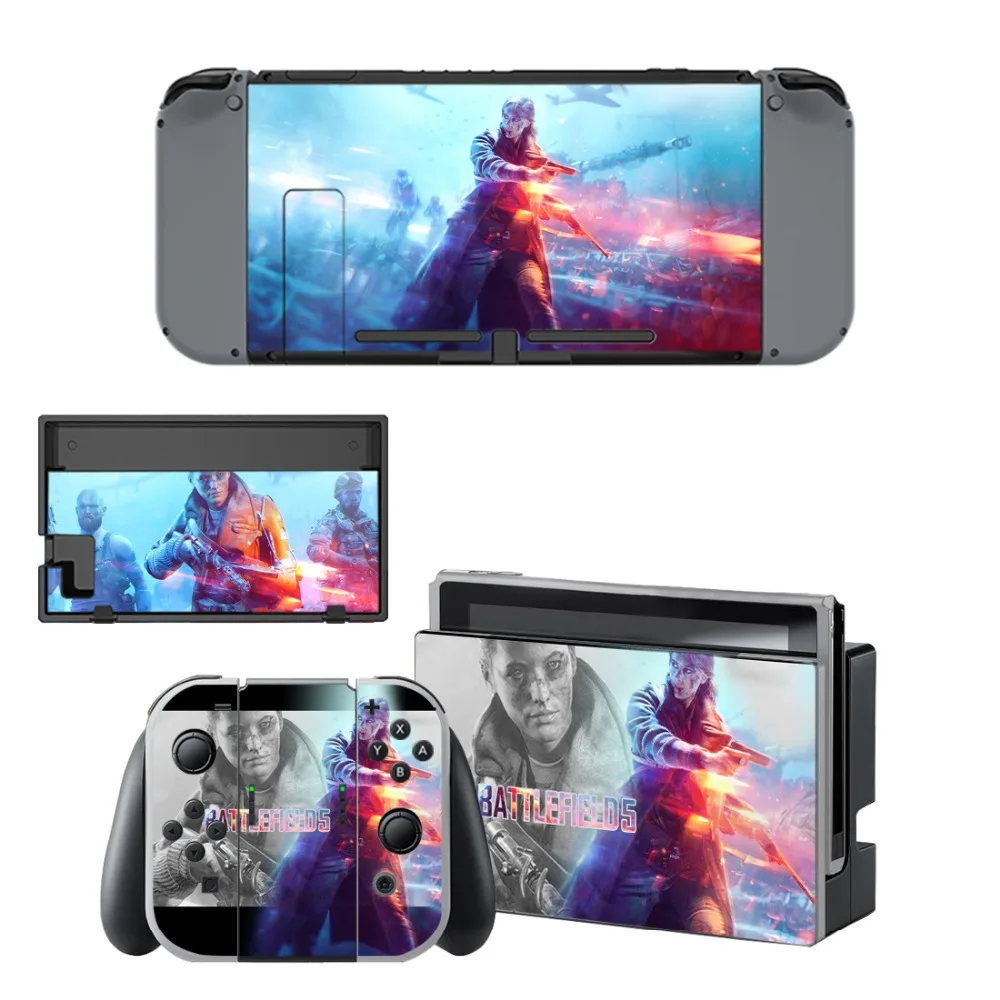 

Battlefield V Decal Vinyl Skin Sticker for Nintendo Switch NS Console + Controller + Stand Holder Protective Skin Sticker