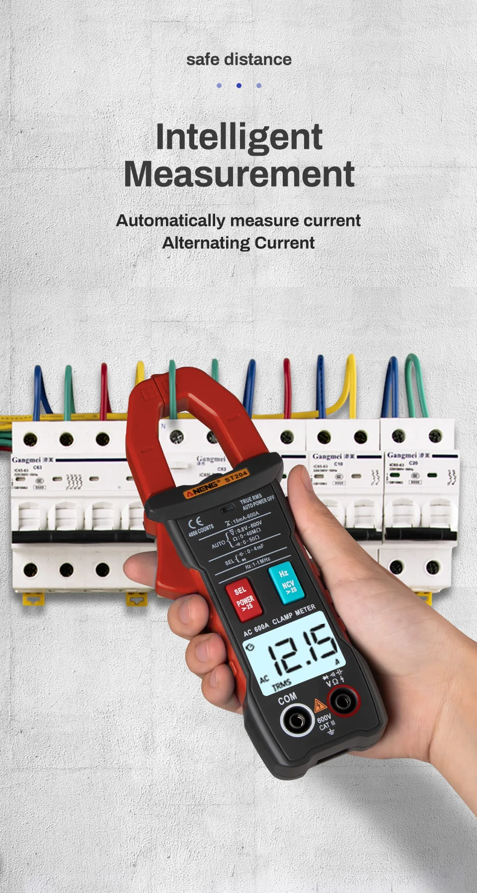 ANENG ST204 Clamp Meter 4000 Counts AUTO digital DC/AC Current Voltage Clamp Analog Multimeter True Rms pinza amperimetrica