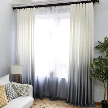 

Curtains Gradient Color Print Voile Gray Window Modern for Living Room Curtains Tulle Sheer Fabrics Rideaux Cortinas WP185-30