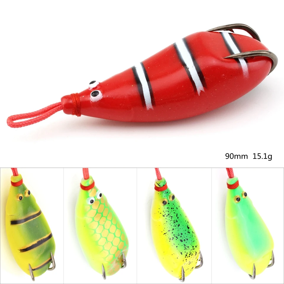 

1PCS frog Baits 90mm 15g Soft bait tube japan plastic fishing lures treble hooks Topwater ray frog lure Shallowater