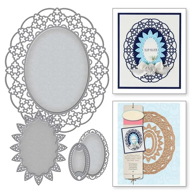 

4pcs Nested Oval Regalia Etched Metal Cutting Dies 2019 Scrapbooking Craft Dies Cuts DIY Album Card make Stencils die template