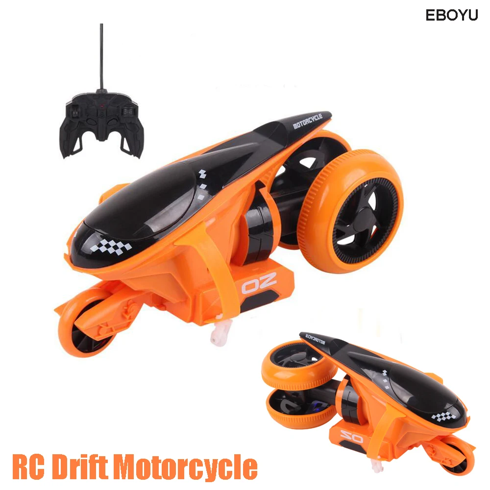 EBOYU QF100 2CH RC мотоциклетные задние колеса 360 градусов дрейф мотоцикл Stunt Car игрушка с светодиодный вспышки света подарок для детей