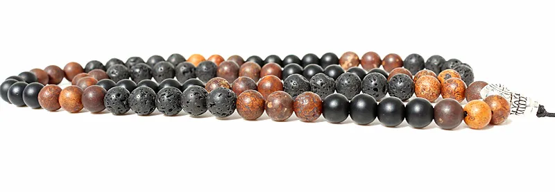 Дизайн модные черные мужские 8 мм черные камни из лавы коричневый натуральный камень ожерелье из бисера модные ювелирные изделия