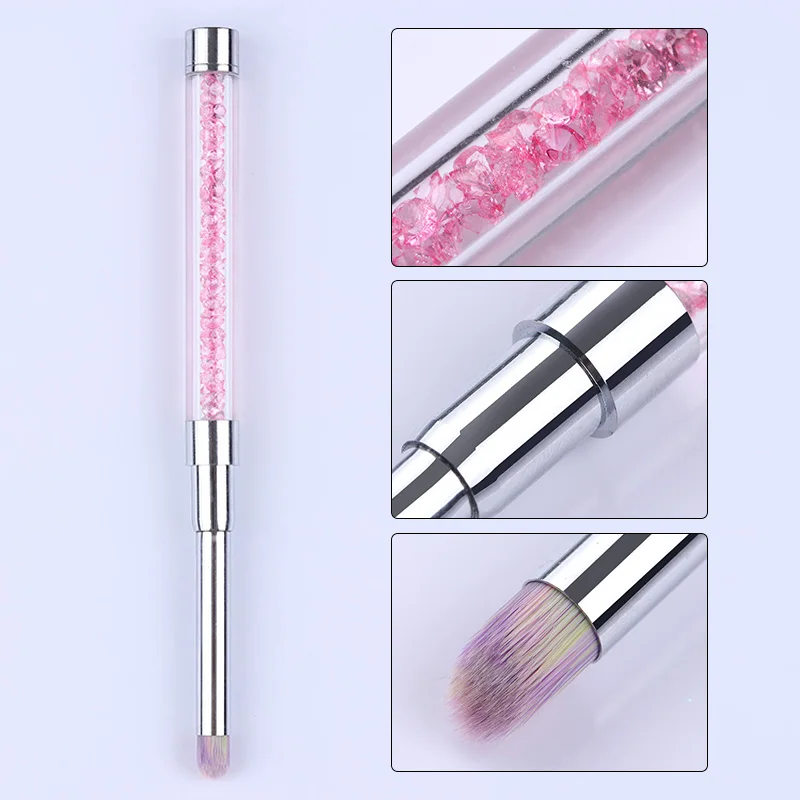

1 Pc UV Gel Gradient Drawing Nail Brush Pen Pink Rhinestone Handle Painting Pen Nail Tips DIY Manicure Nail Art Tool