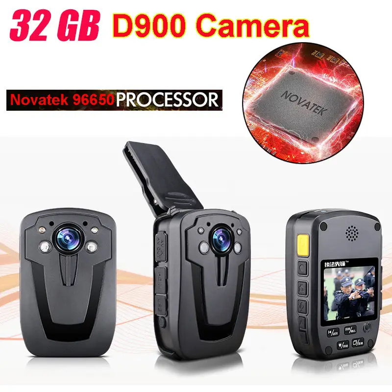 

Blueskysea D900 Novatek 96650 32GB Full HD 1080P Police Body Lapel Worn Video Camera Recorder DVR IR Night Cam 6-hour Record