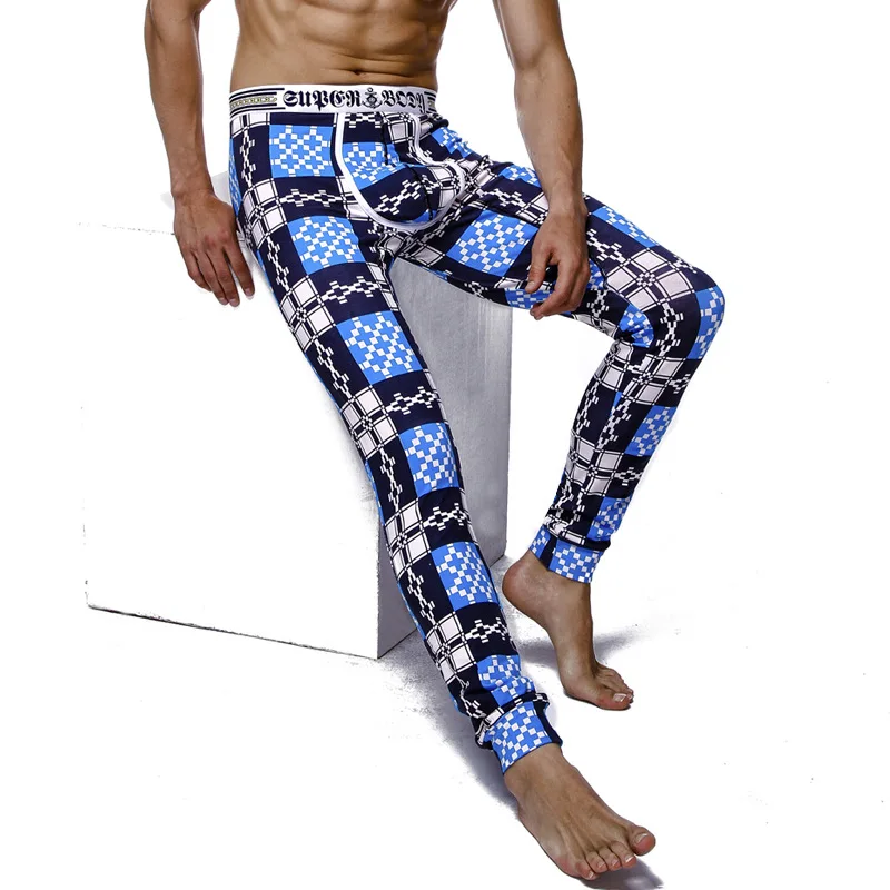 best mens long underwear Men's Wholesale Printing Cotton U Convex Design Long Johns Leggings Home Furnishing Modal Warm Pants long johns pants