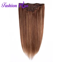 Человеческие волосы для наращивания на заколках, 120 г, волосы remy на всю голову, 7 шт. в наборе, бразильские волосы на заколках для наращивания