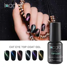 Inagla кошачий глаз Верхнее покрытие гель для ногтей 8 мл Магнитный замочить от УФ гель-лаки зеленый синий фиолетовый эффект лак черная основа необходимый лак
