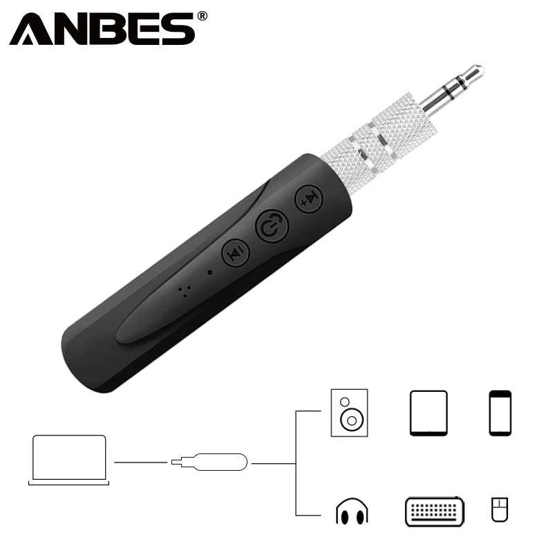 

ANBES Wireless Bluetooth Receiver Audio Adapter Converter AUX 3.5mm Jack Audio Receiver Music Reception Broadcast Car Kit