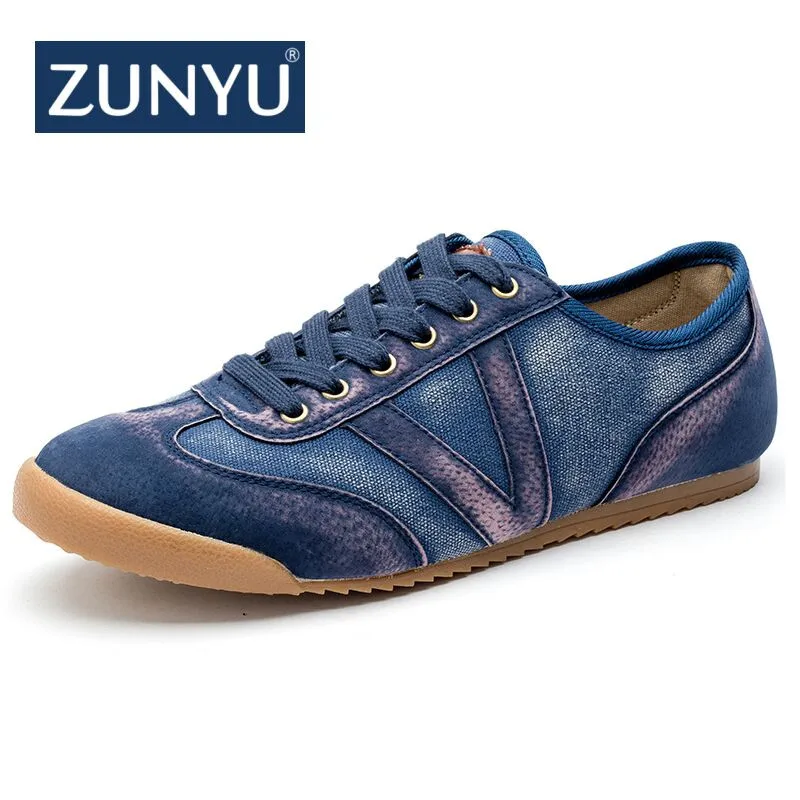 

ZUNYU 2019 New Arrival Spring Summer Comfortable Casual Shoes Mens Canvas Shoes For Men Lace-Up Brand Fashion Flat Loafers Shoes