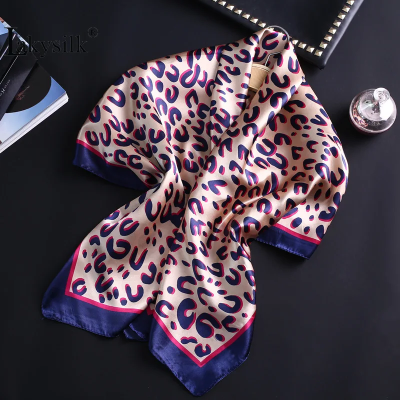 

Fashion Scarves for Women Leoaprd Print Satin Silk Scarf Female 90cm Square Shawl Bandana for Head Large Hijab Scarfs For Ladies