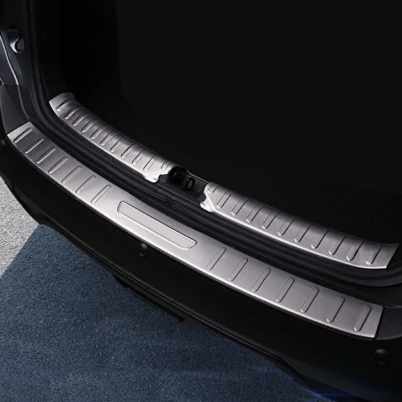 2PCS Stainless Steel Inner&Outer Rear Bumper Protector Plate Cover Trim