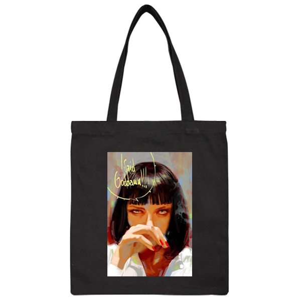

Pulp Fiction Movie Mia Poster Rock Title Vintage Handbag Shoulder Shopping Bag Tote Bag Gifts