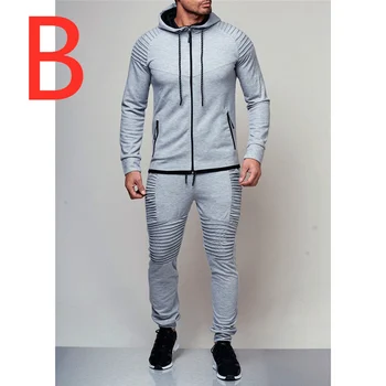 

B Print Logo Man Sets Men's Autumn Hoodies Tracksuit Male Zipper Sweatshirts Sweatpants High Street Jackets Slim Sets Full Suits