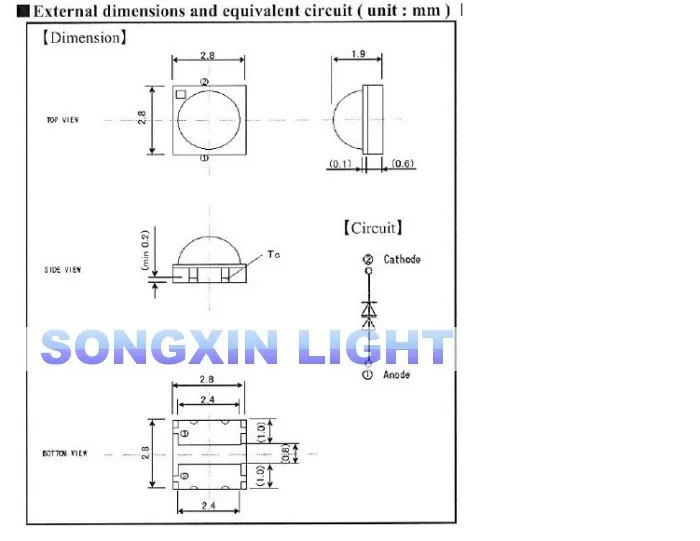 500 шт. светодиодная подсветка Высокая мощность LED 0 8 Вт 2828 6 в холодный белый 45LM