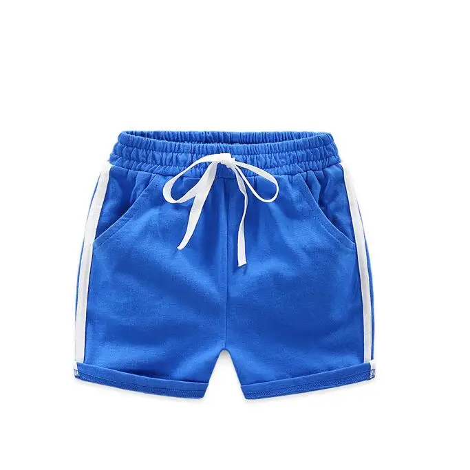 Летние шорты для активных мальчиков; Детские хлопковые брюки с эластичной резинкой на талии; пляжные брюки до колена для маленьких детей; однотонная одежда для маленьких мальчиков