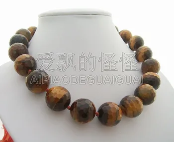 

N111963 18" 20MM Faceted Round Tigers Eye Necklace