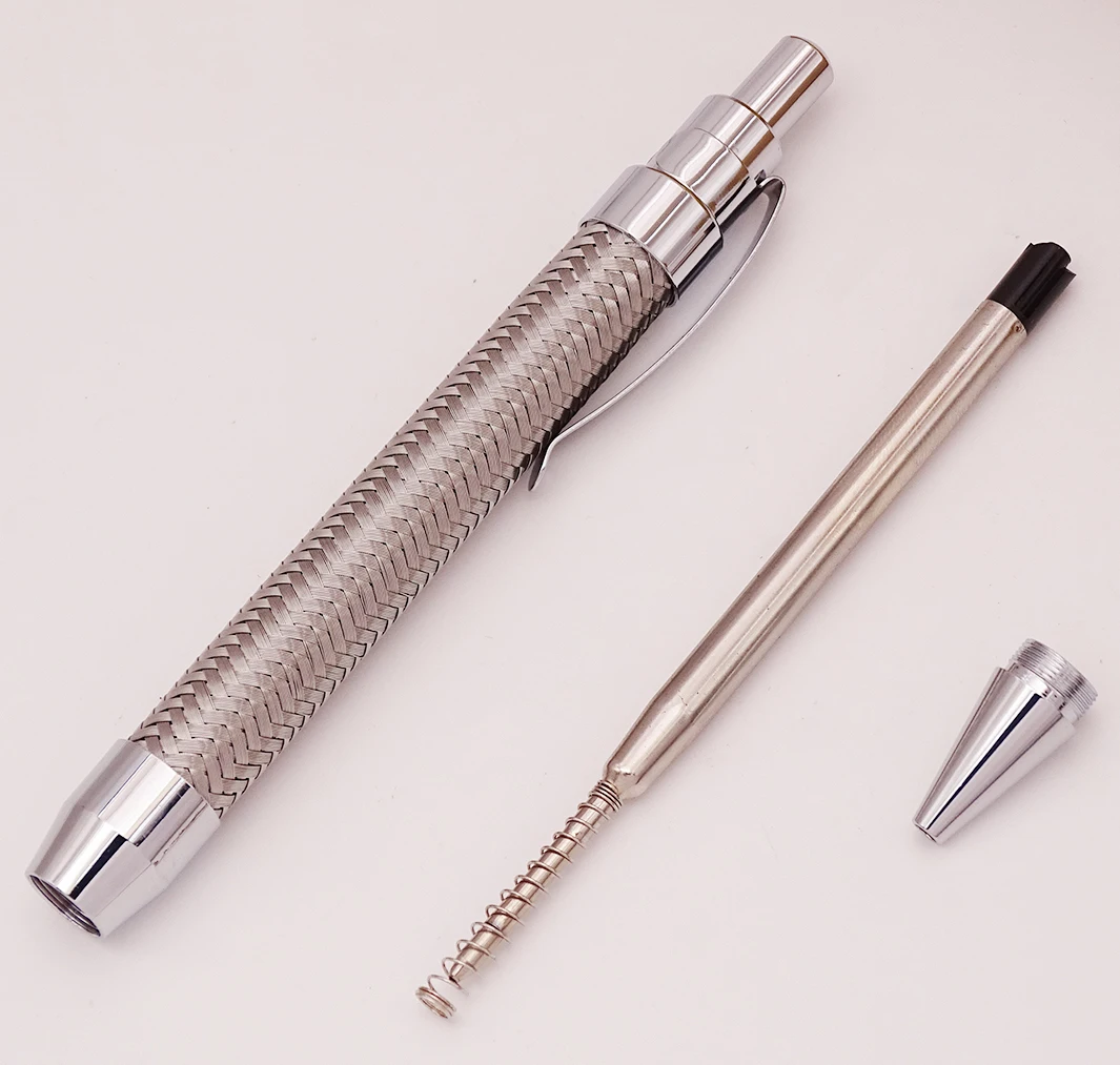 Jinhao Шариковая ручка из нержавеющей стали с серебряным зажимом Красивая ткацкая стильная уникальная ручка отлично подходит для заметок, офиса, бизнеса, дома, школы
