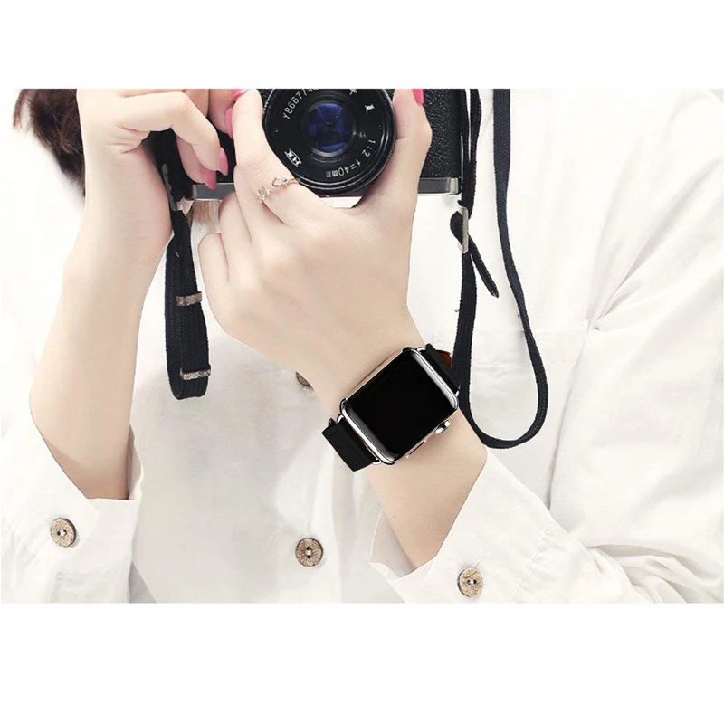 Ремешок из натуральной кожи для apple watch band 44 мм 40 42 38 iwatch 6/SE/5/4/3/2/1 ремешок часов с