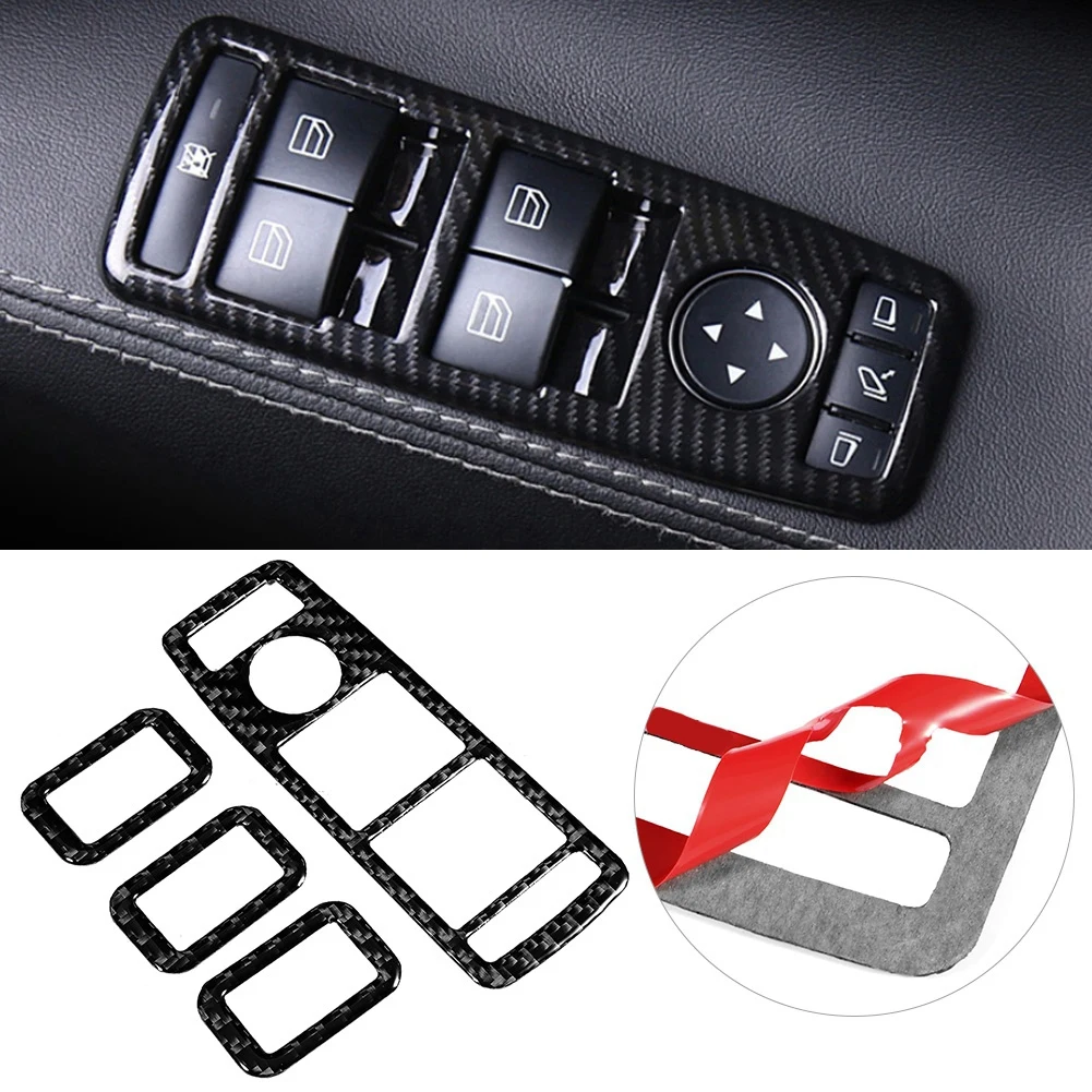 

4 Pcs Carbon Fiber Window Lift Switch Panel Sticker Overlay Decal Fit for Tesla Model S/X 2014 2015 2016 2017 2018 2019