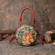 Кожаная круглая сумка женская уличная модная дизайнерская Роскошная Милая винтажная круговая мини-сумка через плечо