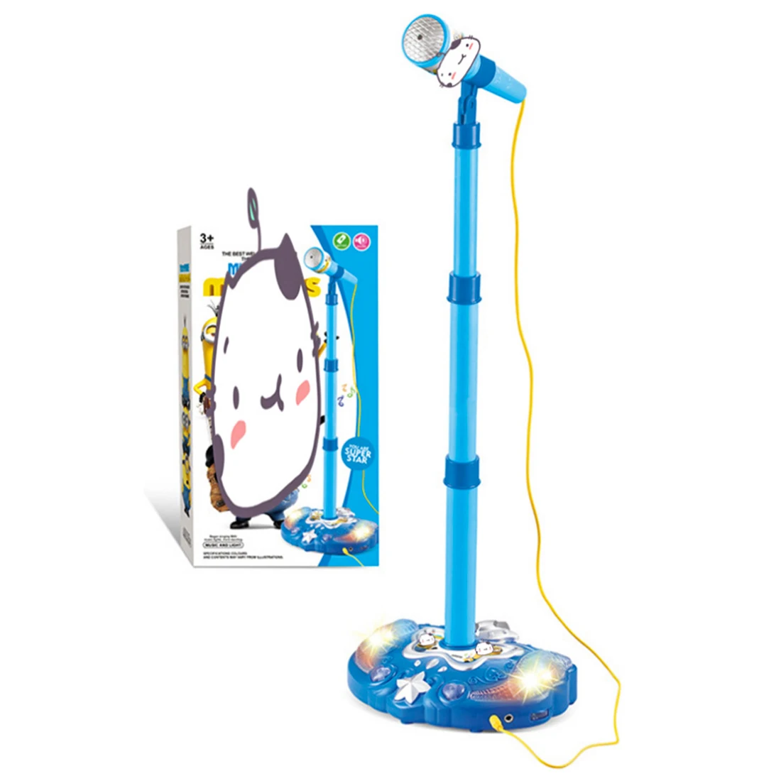 Новая прочная Детская караоке Регулируемая подставка микрофон музыкальный обучающая игрушка с легким эффектом-синий